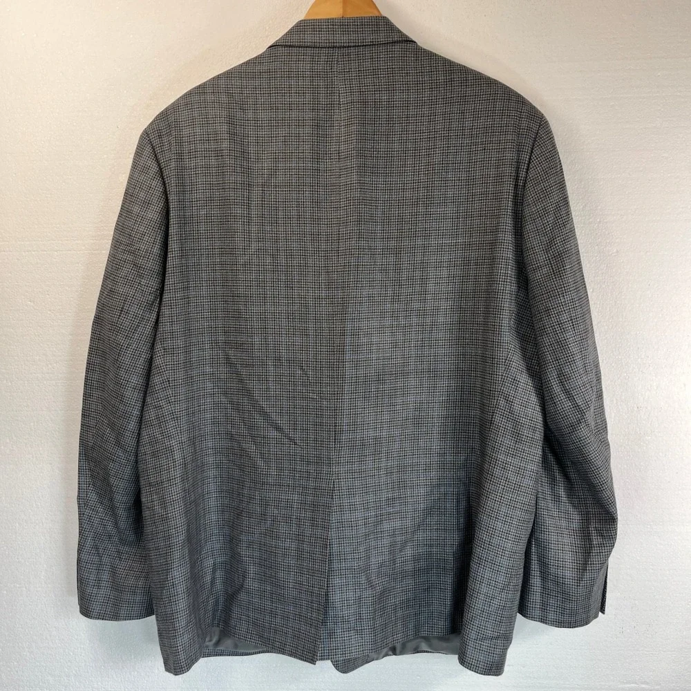 Lauren Ralph Lauren Men's 48R Gray‎ Blue Houndstooth Silk Wool Blazer Jacket